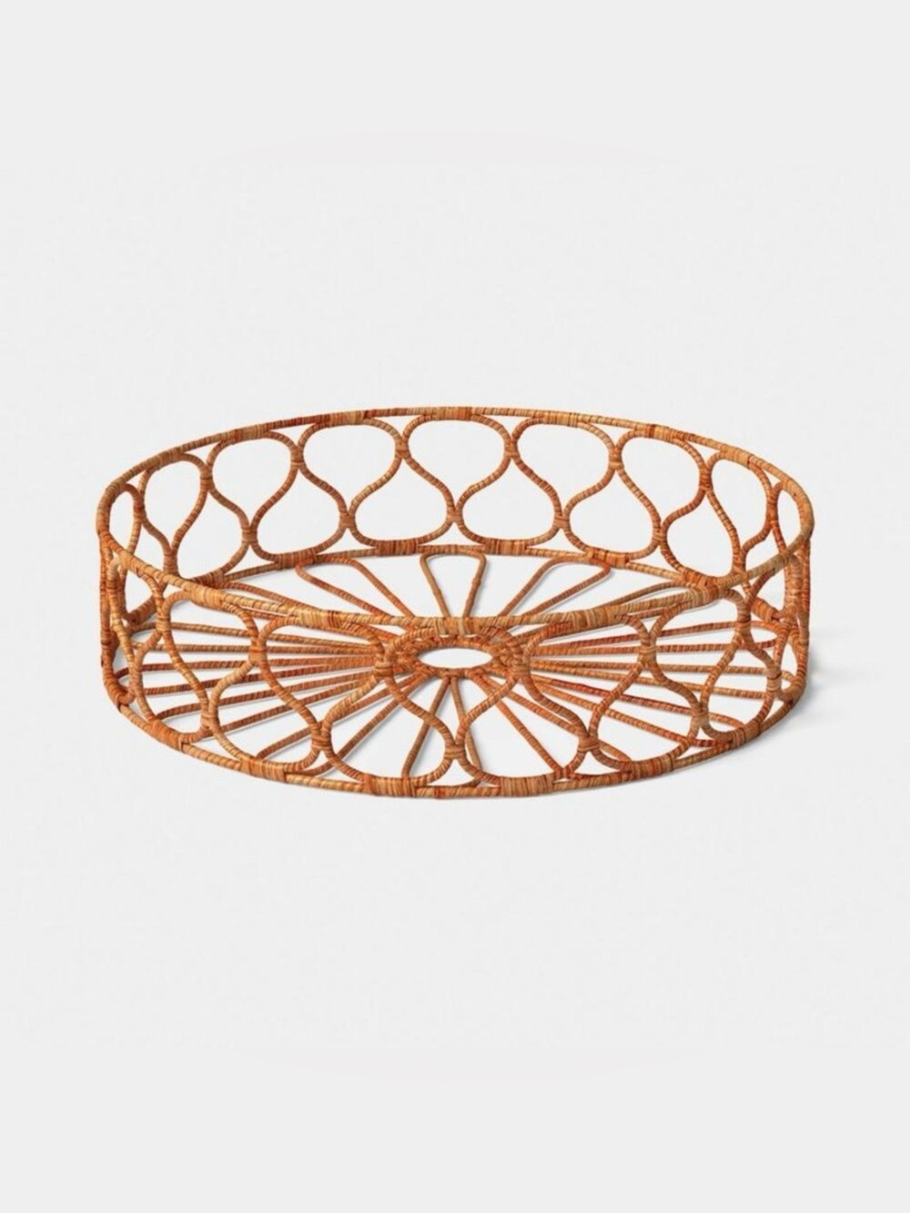 NEW! Threshold - Rattan Wrapped Metal Tray, 15”